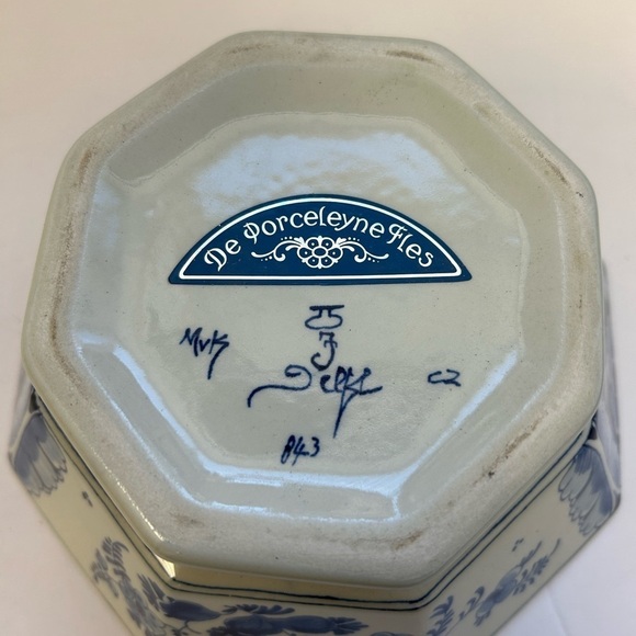 RARE/Royal Delft(Porceleyne Fles) Octagonal Bowl /Dutch Blue-White/Hand Painted - Picture 6 of 10